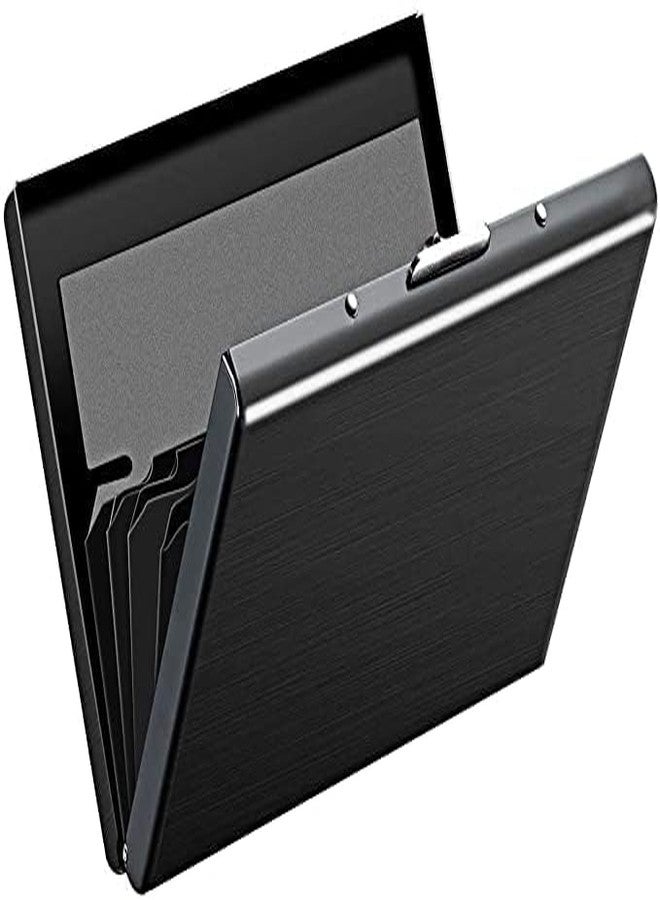 encELade Black Metal Water-Resistant Stainless Steel Debit/Credit Business ATM 6 (Unisex) Card Holder (Set of 1, Black) - Image 1